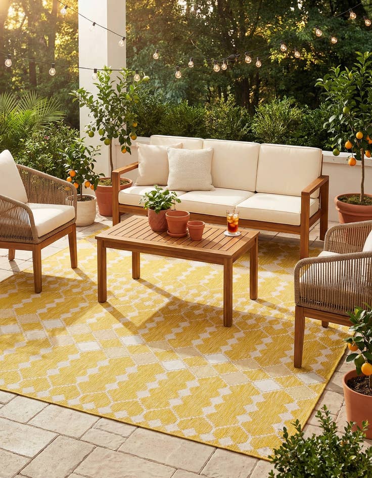 Detail image of 7' 10 x 11' Easy-Clean Trellis Indoor / Outdoor Rug