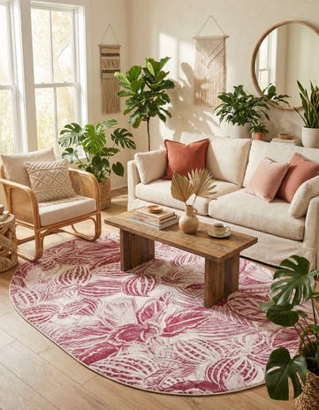 Fuchsia Blossom Oval Rug