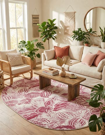 Fuchsia Blossom Oval Rug