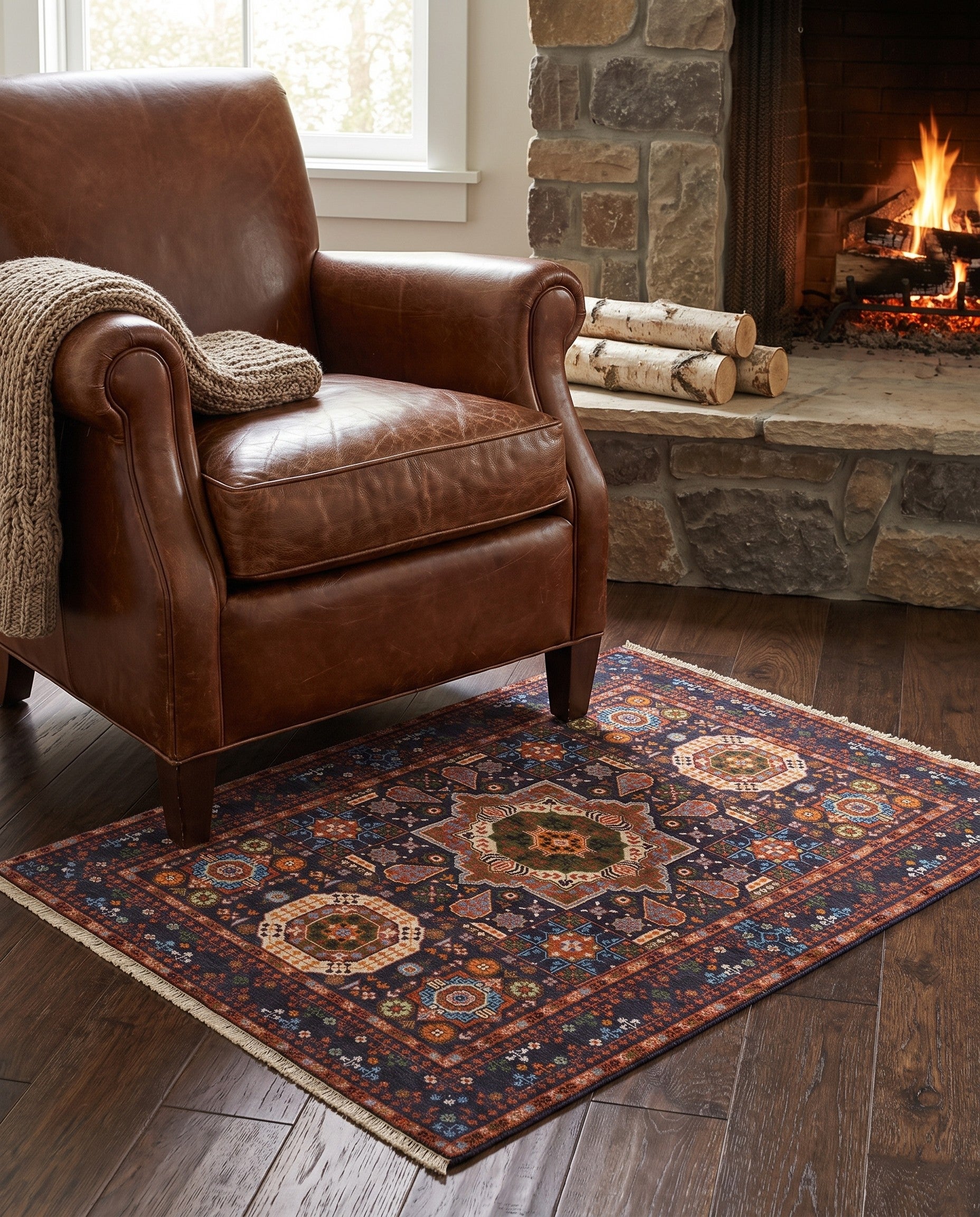 3' 5 x 4' 11 Hand Knotted Mamluk Ziegler Rug