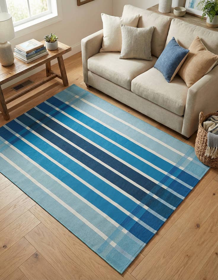 Detail image of 4' x 6'  Washable Striped Indoor / Outdoor Rug