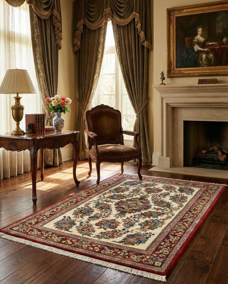 Detail image of 3' 2 x 5' 1 Hand Knotted Qom Persian Rug