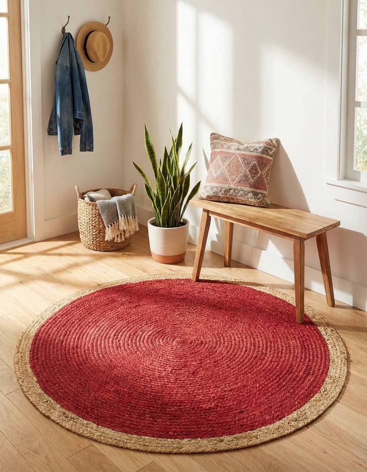 Detail image of 3' 3 x 3' 3  Hand Braided Jute Round Rug