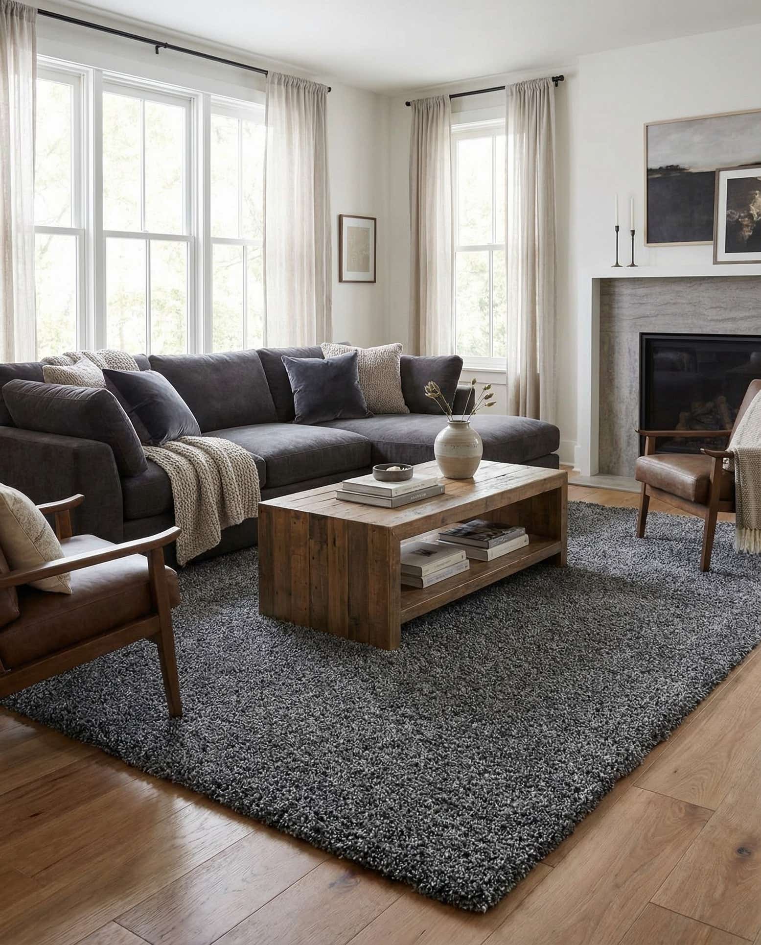 9' 10 x 13' Soft Solid Shag Rug