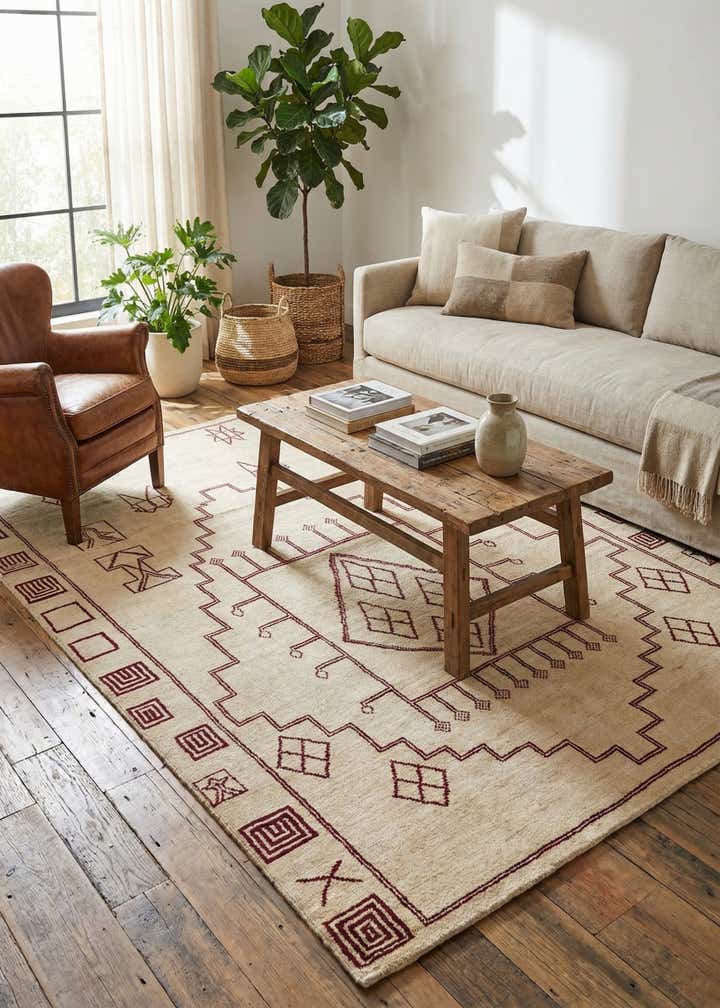 8' x 10' 9 Hand Knotted Moroccan Wool Rug