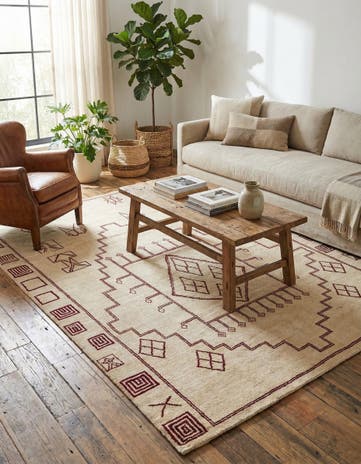 8' x 10' 9 Hand Knotted Moroccan Wool Rug
