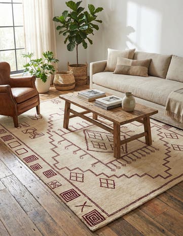 8' x 10' 9 Hand Knotted Moroccan Wool Rug