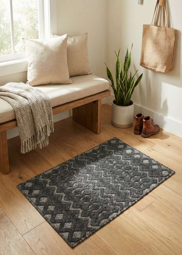 2' x 3' Easy-Clean Trellis Textured Indoor / Outdoor Rug