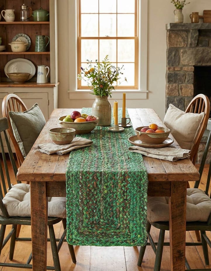 1' 2 x 6' 1 Handmade Braided Chindi Table Ru...