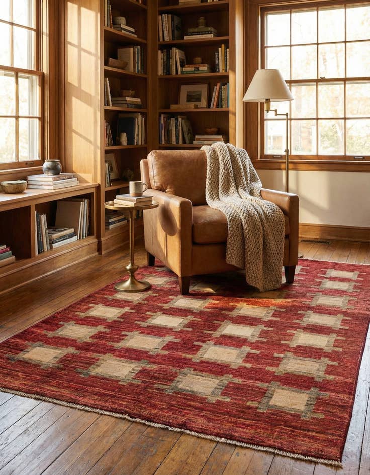 Detail image of 4' x 6'  Hand Knotted Modern Tri-Color Rug