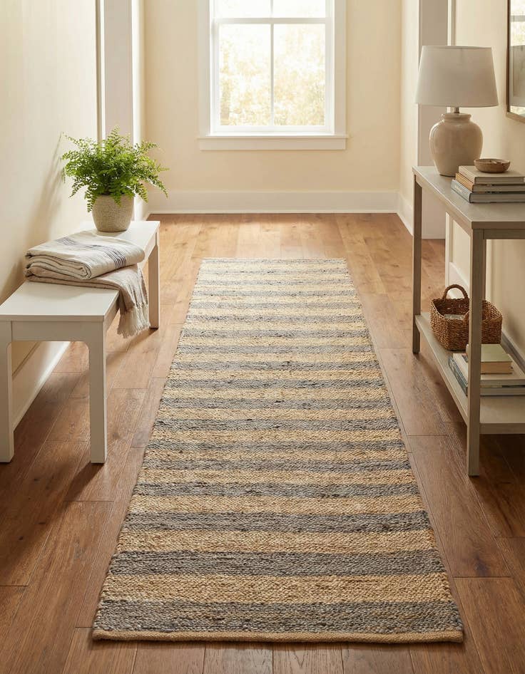 Detail image of 2' 7 x 12'  Hand Braided Jute Runner Rug