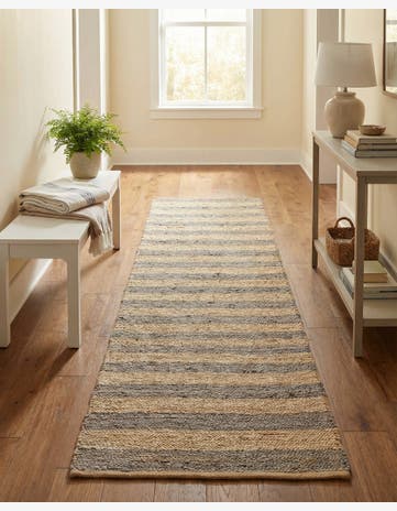 Gray Ivory Handmade Braided Jute Runner Rug