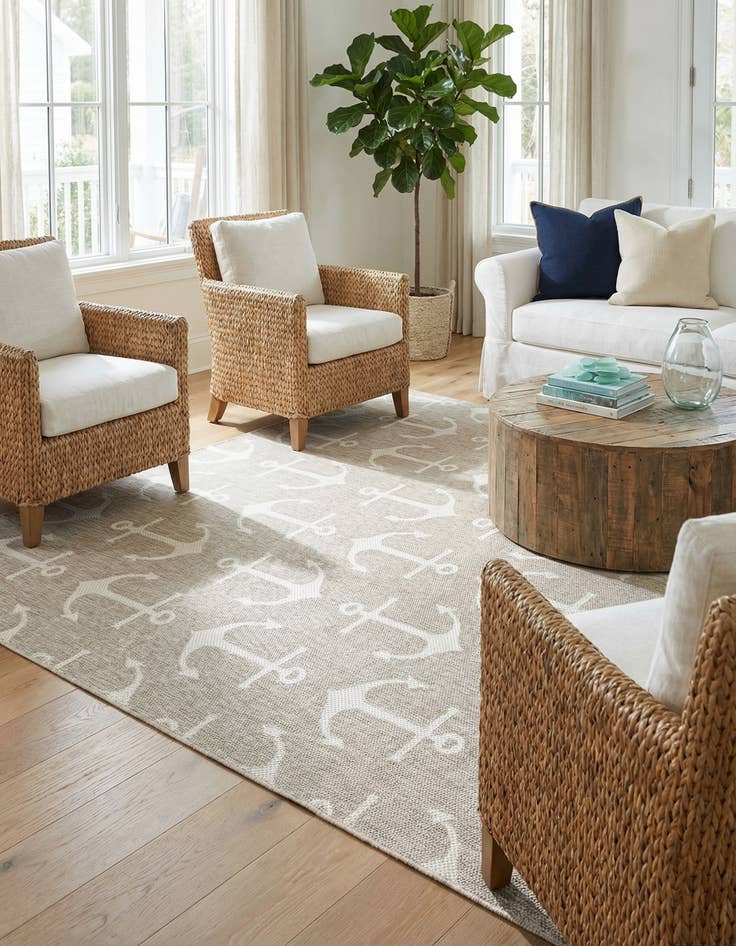 Detail image of 9' x 12'  Washable Coastal Indoor / Outdoor Rug