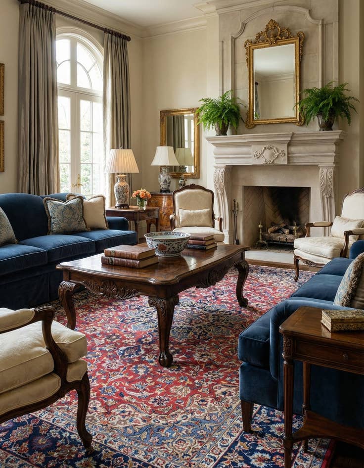 Detail image of 9' 8 x 13' 3  Hand Knotted Isfahan Persian Wool Rug