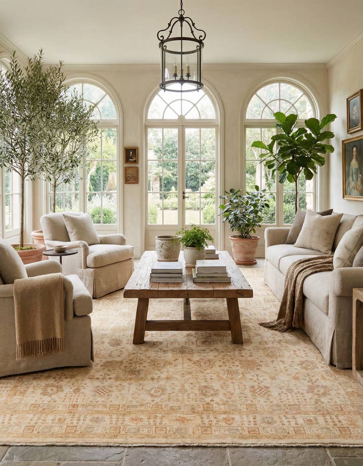 Detail image of 13' x 13' 2  Hand Knotted Peshawar Ziegler Square Rug