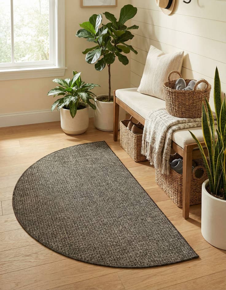 Detail image of 2' 7 x 4' Easy-Clean Solid Indoor / Outdoor Hearth Rug