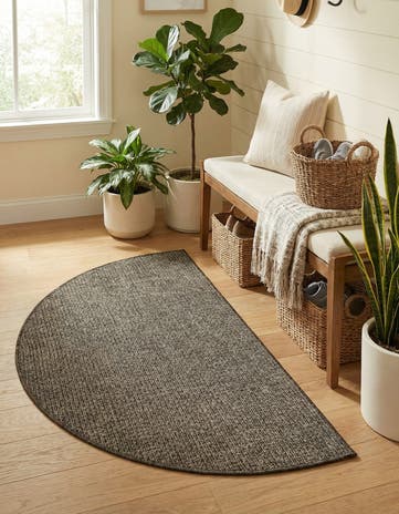 Black Easy-Clean Solid Indoor / Outdoor Hearth Rug