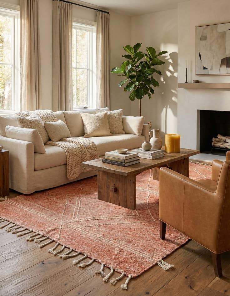 Detail image of 6' 3 x 10'  Hand Knotted Moroccan Wool Rug