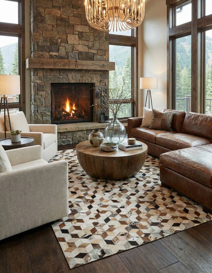 Detail image of  5' x 7' 10 Cowhide Leather Rug