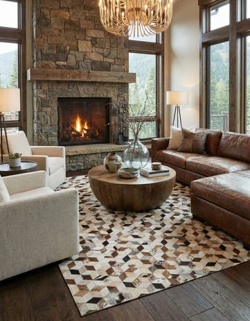 5' x 7' 10 Cowhide Leather Rug
