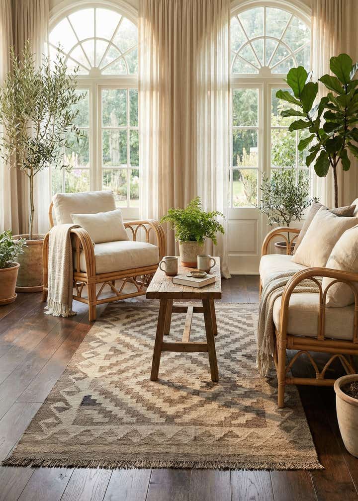 3' 2 x 5' 2 Hand Woven Kilim Maymana Wool Rug