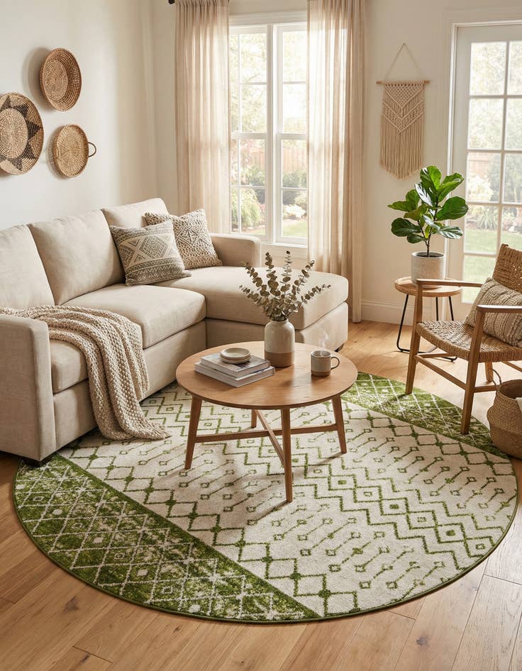 Detail image of 10' x 10' Moroccan Trellis Round Rug