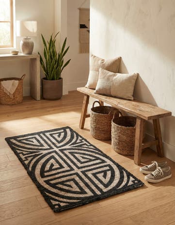 2' x 3' 1 Hand Woven Chenille Jute Rug