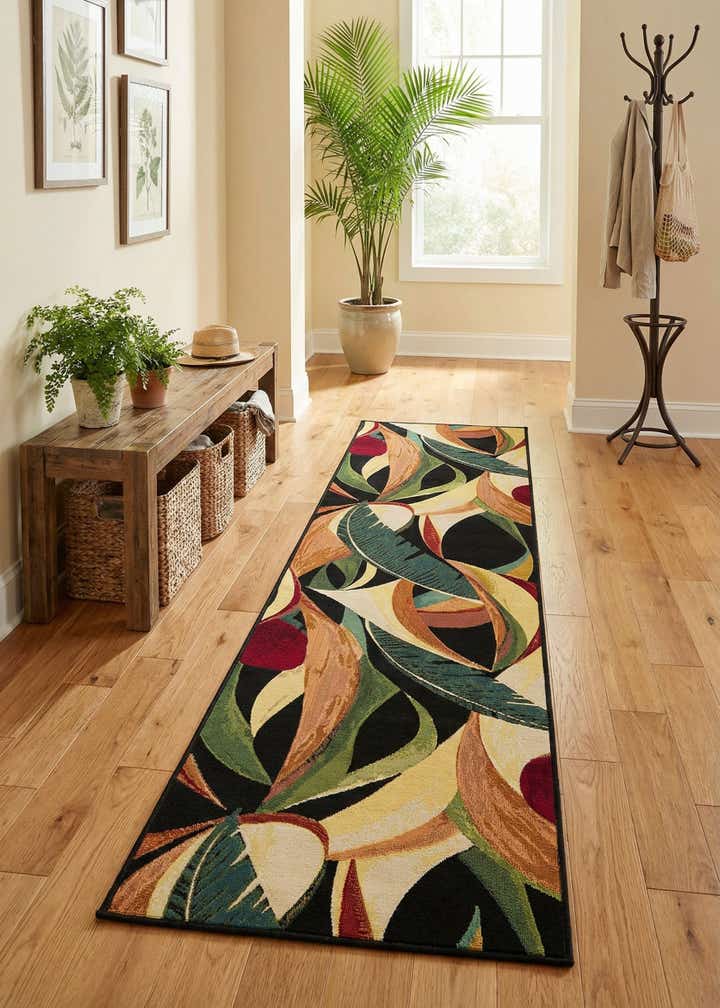 2' 7 x 10' Easy-Clean Botanical Indoor / Outdoor Runner Rug
