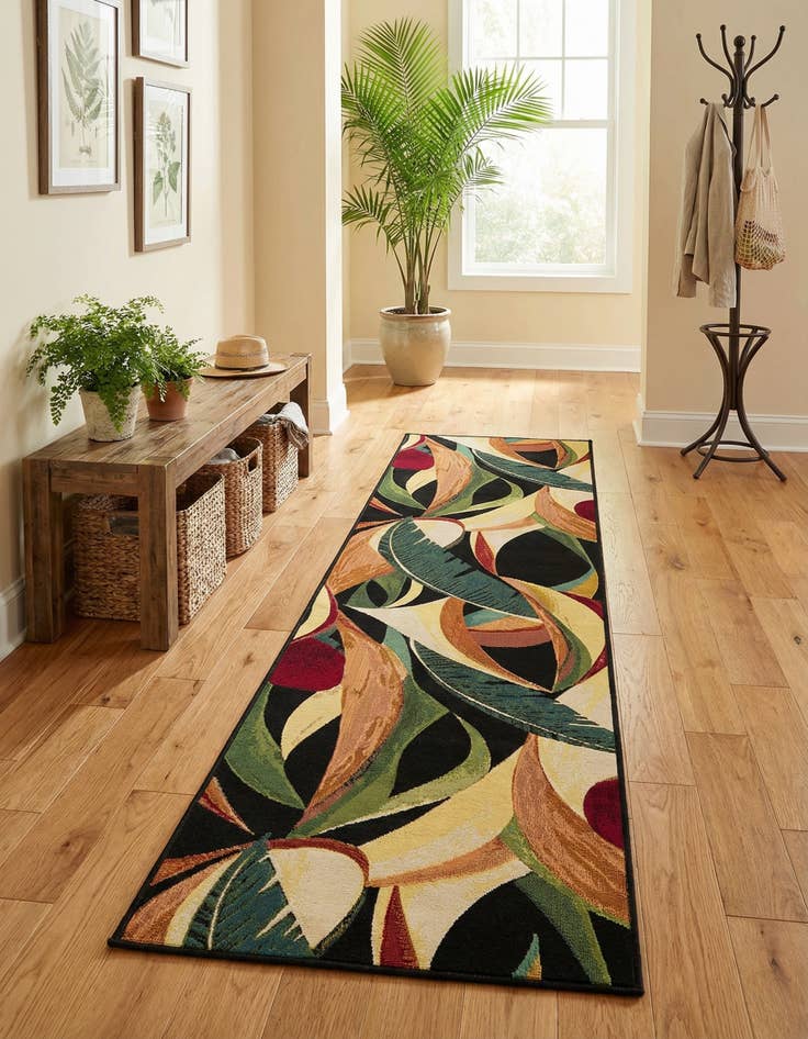 Detail image of 2' 7 x 10' Easy-Clean Botanical Indoor / Outdoor Runner Rug