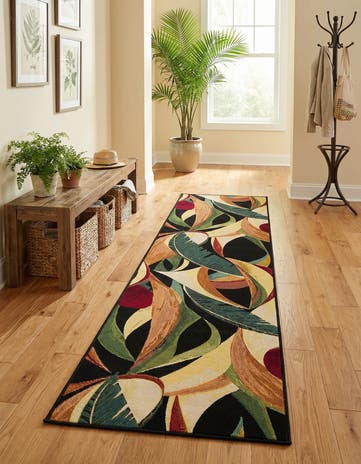 Easy-Clean Botanical Indoor / Outdoor Runner Rug