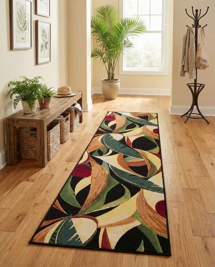 2' 7 x 10' Easy-Clean Botanical Indoor / Outdoor Runner Rug
