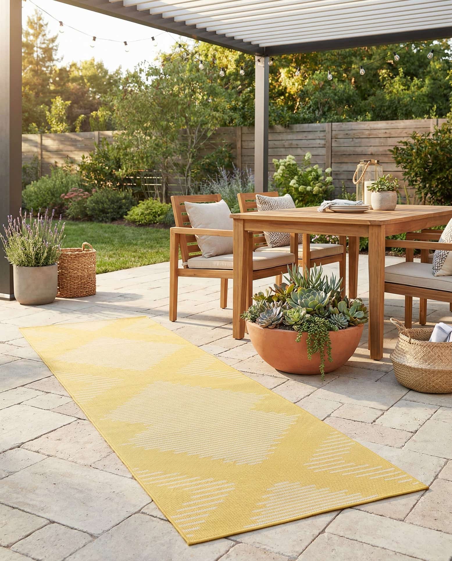 3' 3 x 12' Easy-Clean Modern Indoor / Outdoor Runner Rug