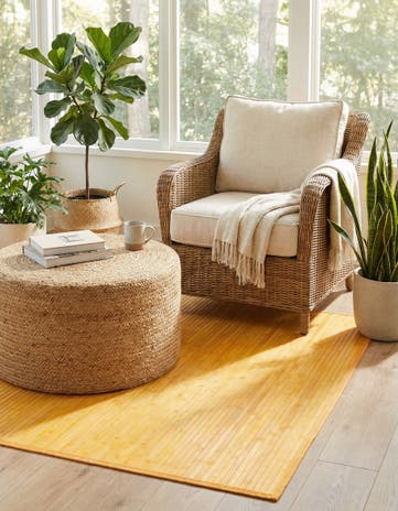 Yellow Bamboo Square Rug