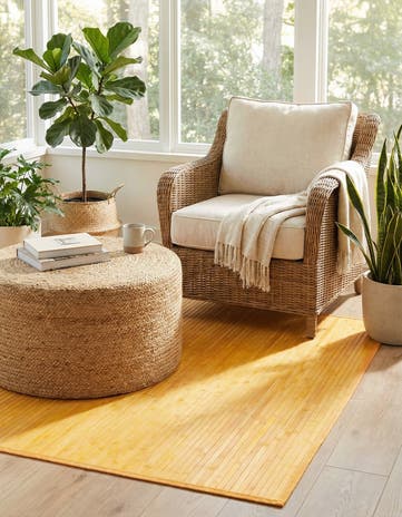 Yellow Bamboo Square Rug