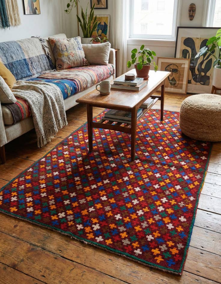 Detail image of  4' x 6' 2  Hand Knotted Balouch Wool Rug