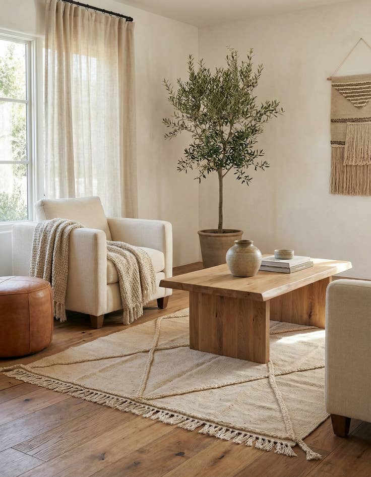 Detail image of  3' 4 x 4' 11  Hand Knotted Moroccan Wool Rug