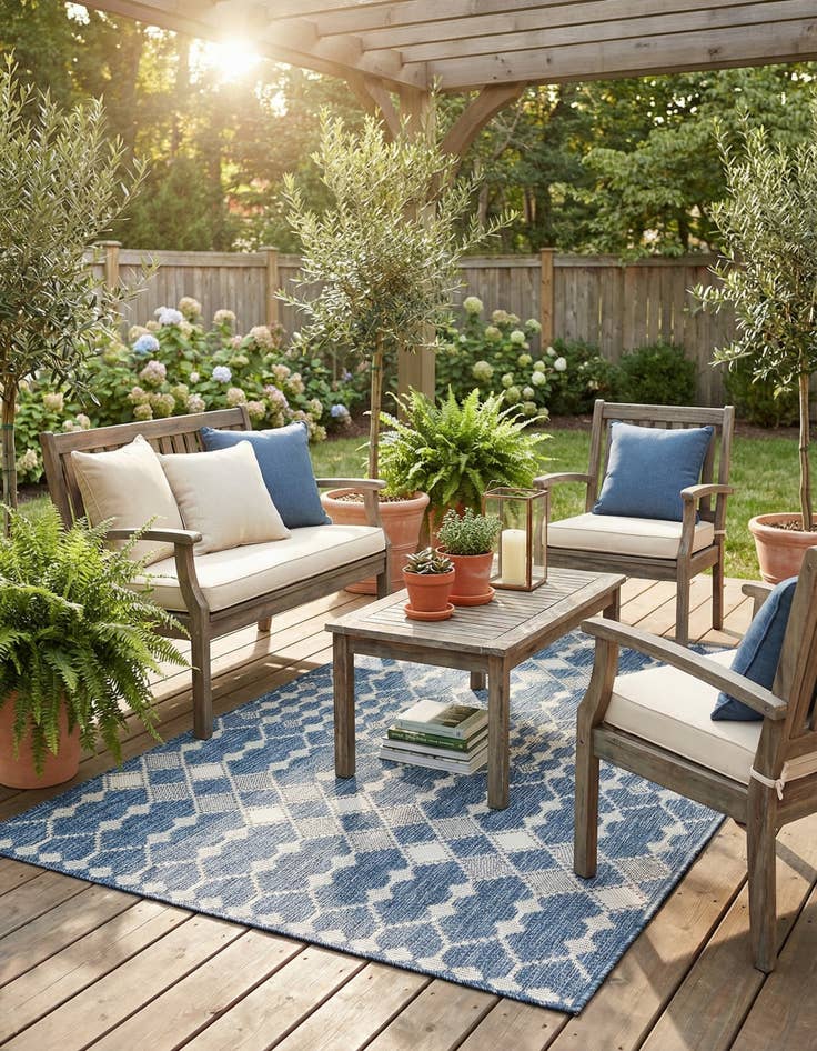 Detail image of 4' x 6' Easy-Clean Trellis Indoor / Outdoor Rug