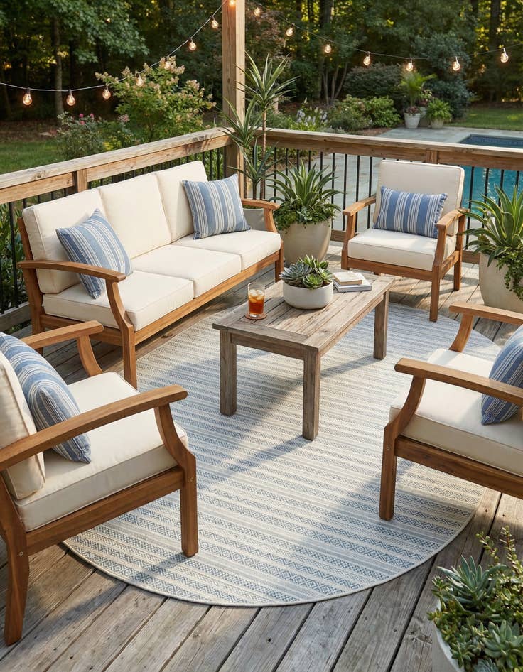 Detail image of  7' 10 x 10'  Washable Ribbon Indoor / Outdoor Oval Rug