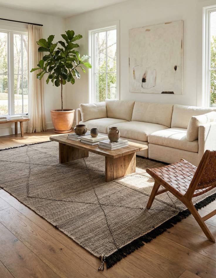 Detail image of 7' x 10'  Hand Knotted Moroccan Wool Rug