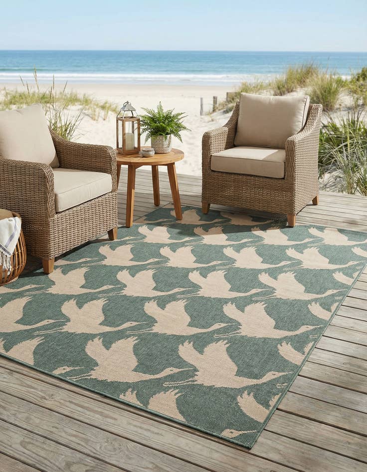Detail image of 5' x 8'  Washable Coastal Indoor / Outdoor Rug