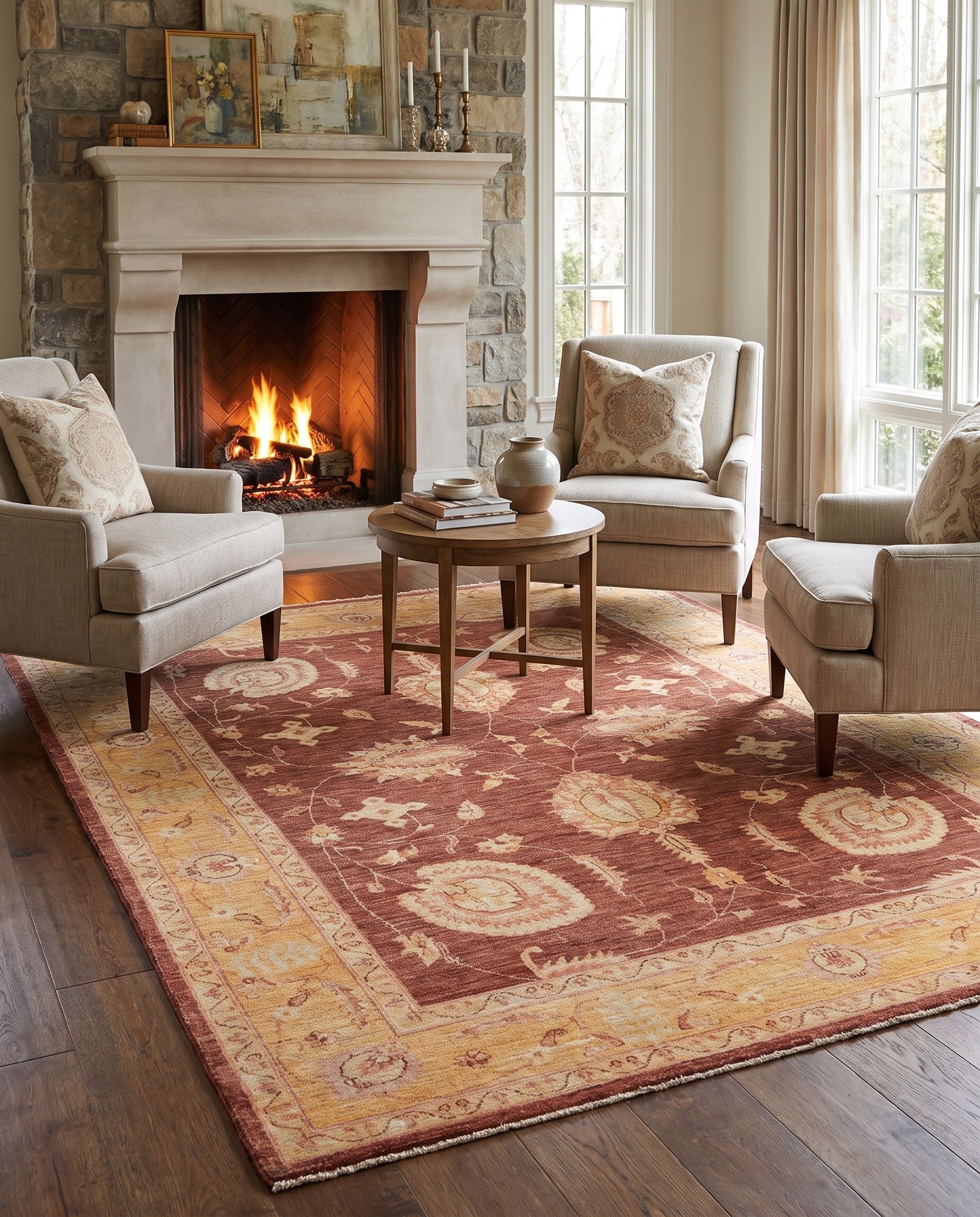 4' 11 x 6' 8 Hand Knotted Ziegler Rug