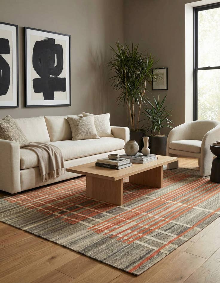 Detail image of 5' 9 x 8'  Hand Woven Kilim Modern Wool Rug