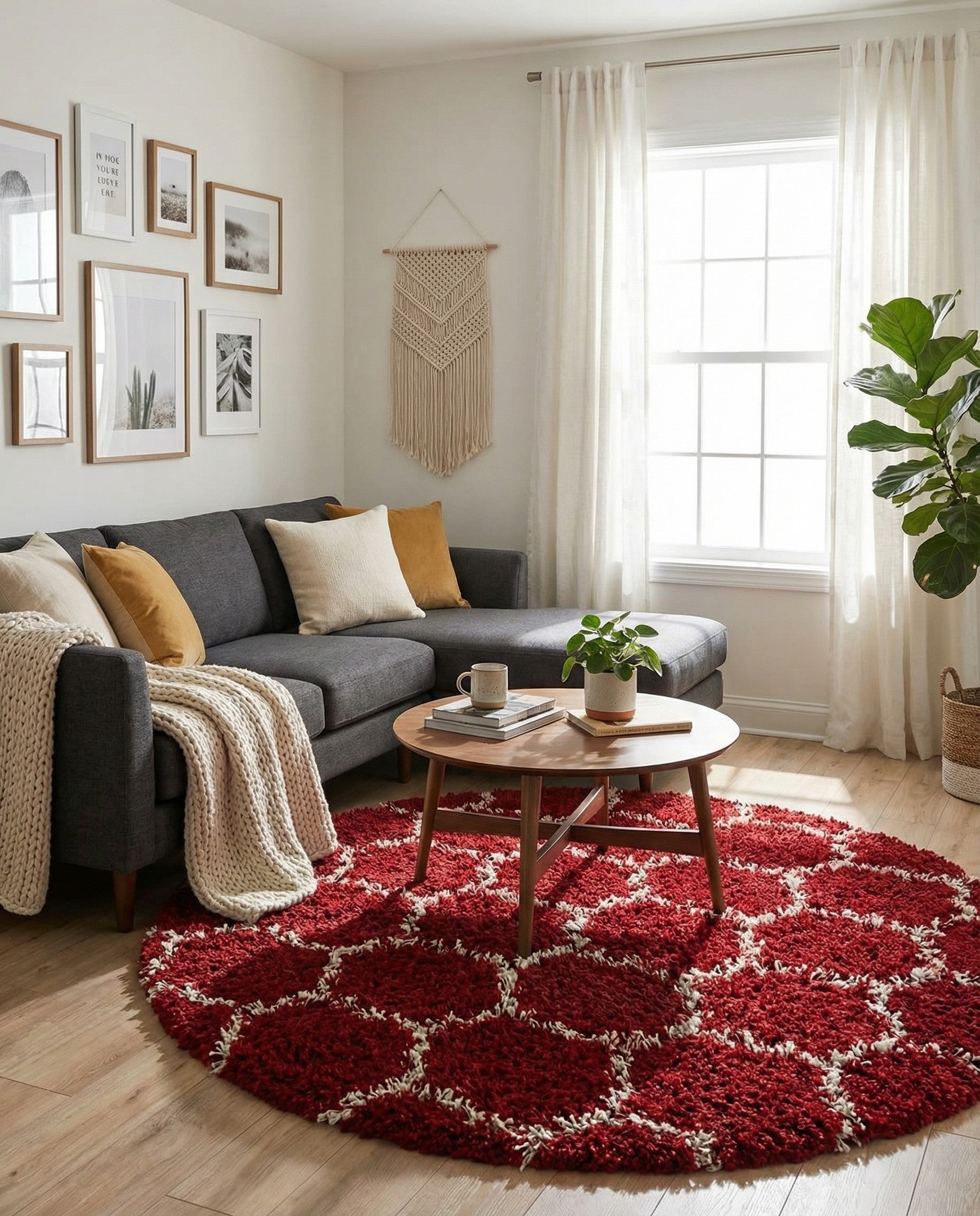  5' 3 x 5' 3 Lattice Shag Round Rug