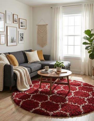 5' 3 x 5' 3 Lattice Shag Round Rug