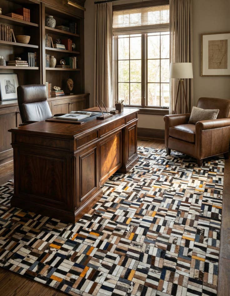 Detail image of 5' 3 x 8' Cowhide - Patchwork Rug