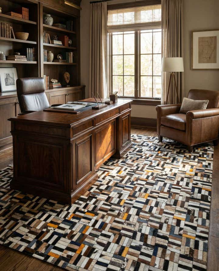 5' 3 x 8' Cowhide - Patchwork Rug