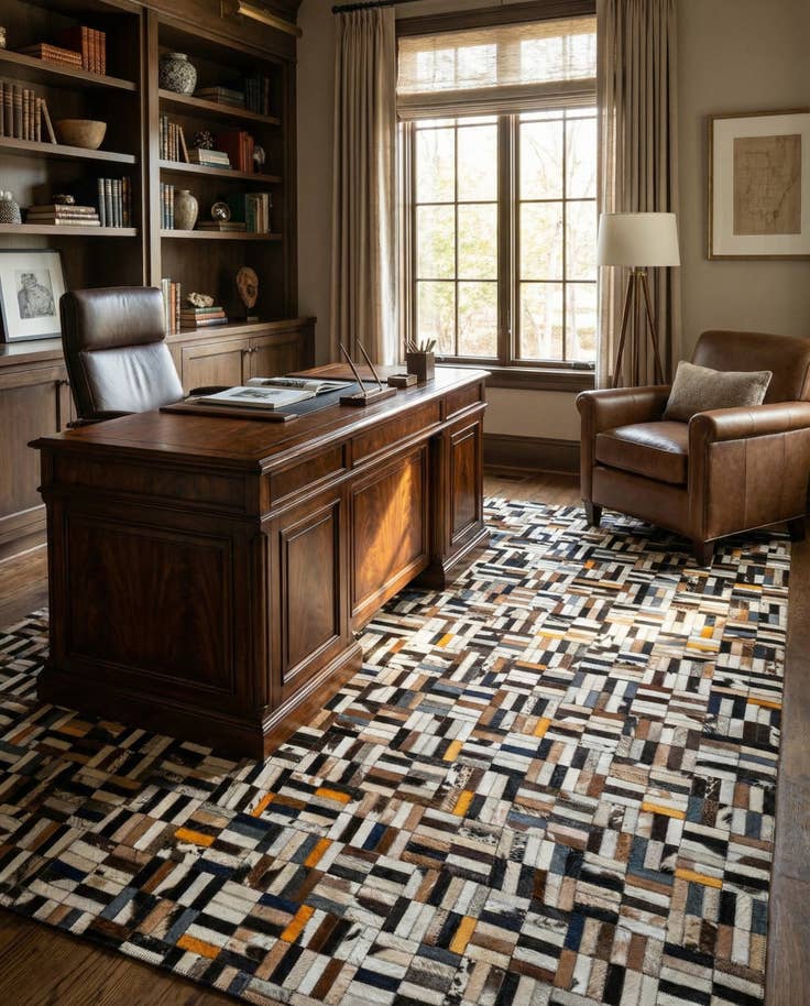 Detail image of 5' 3 x 8' Cowhide - Patchwork Rug