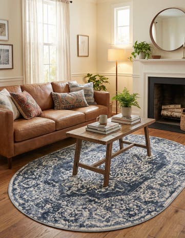 Blue Oxford Oval Rug