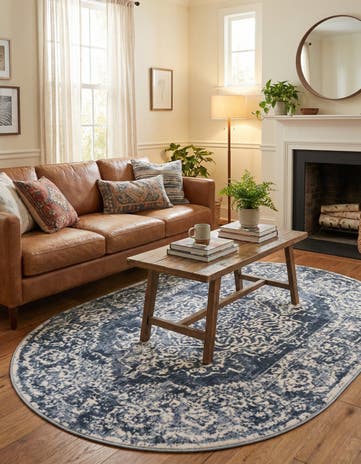 Blue Oxford Oval Rug