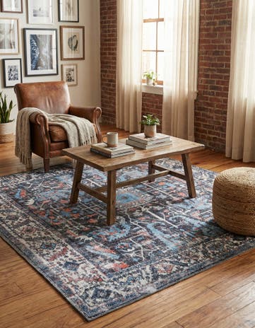Black Washable Mangata Square Rug